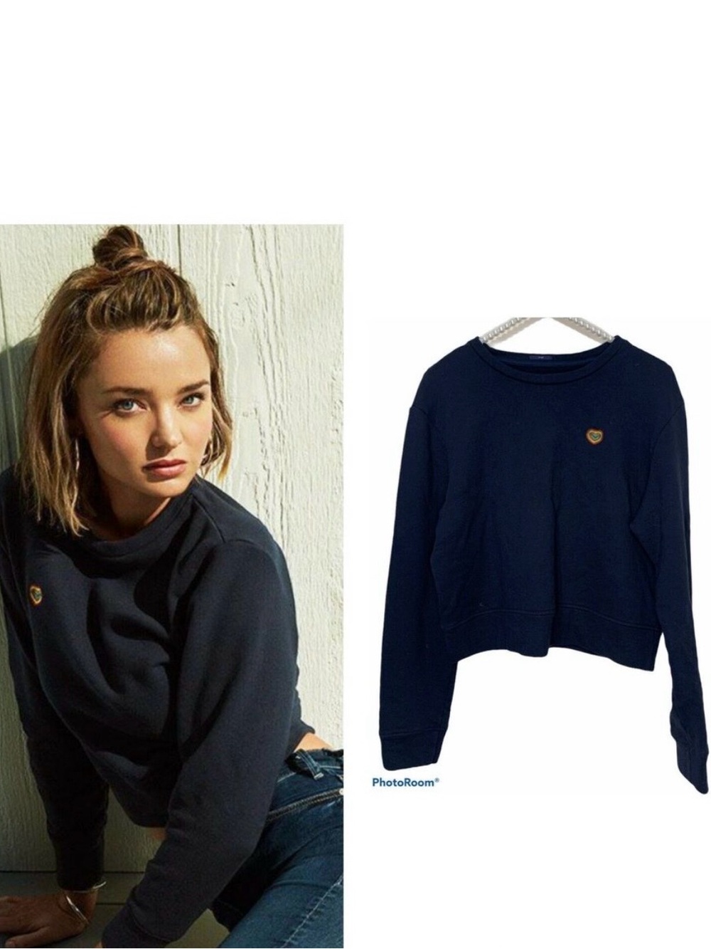 MOTHER x Miranda Kerr Open Your Heart Sweater Navy Size M Cozy Minimalist Chic